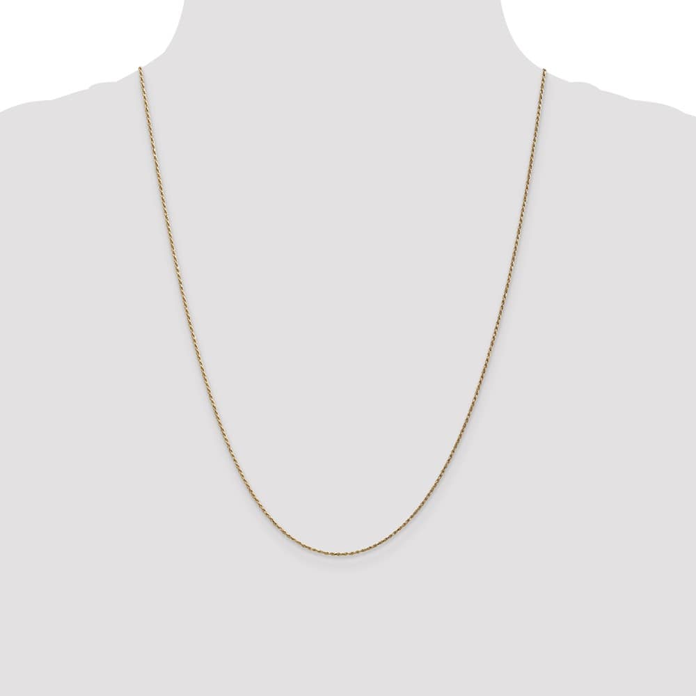 10K Yellow Gold 1.15mm D.C. Machine Made Rope Chain Size 24