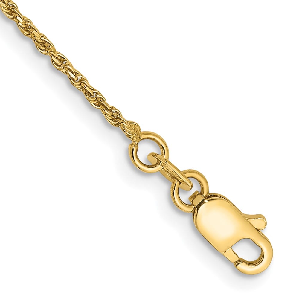 10K Yellow Gold 1.15mm D.C. Machine Made Rope Chain Size 7