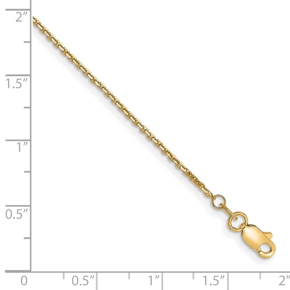 10K Yellow Gold 1.2 mm D.C. Cable Anklet