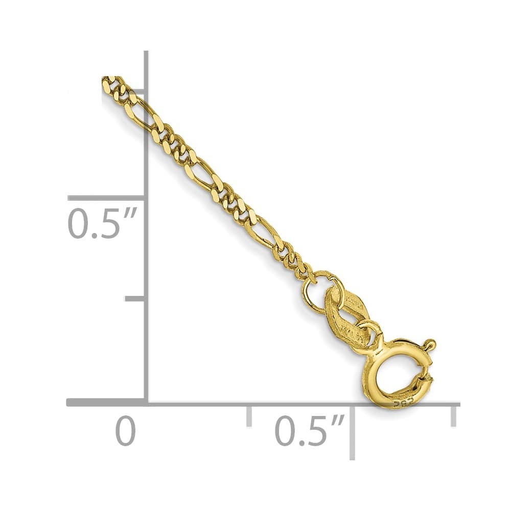 10K Yellow Gold 1.25 mm Flat Figaro Anklet