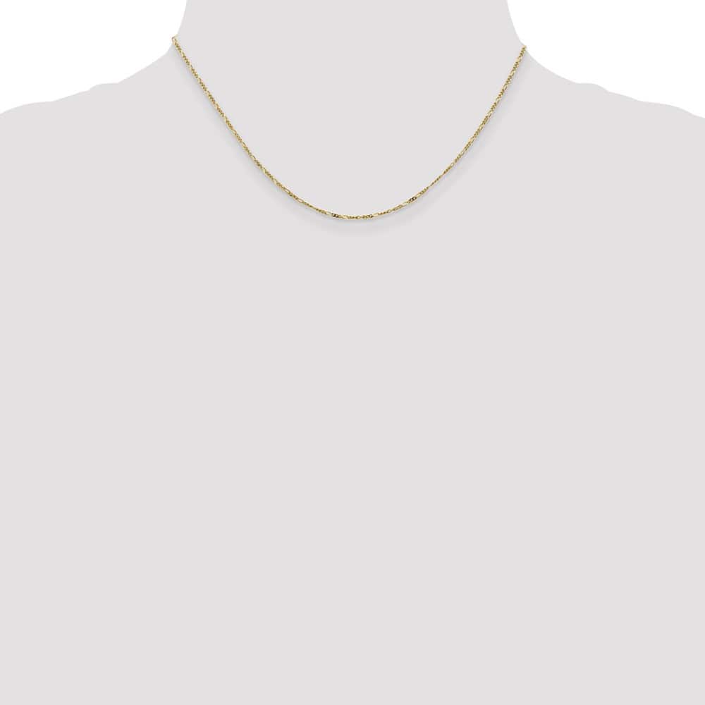 10K Yellow Gold 1.25mm Flat Figaro Pendant Chain Size 16