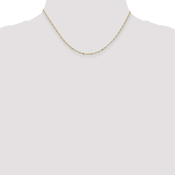 10K Yellow Gold 1.25mm Flat Figaro Pendant Chain Size 16