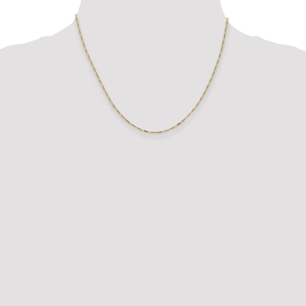 10K Yellow Gold 1.25mm Flat Figaro Pendant Chain Size 18