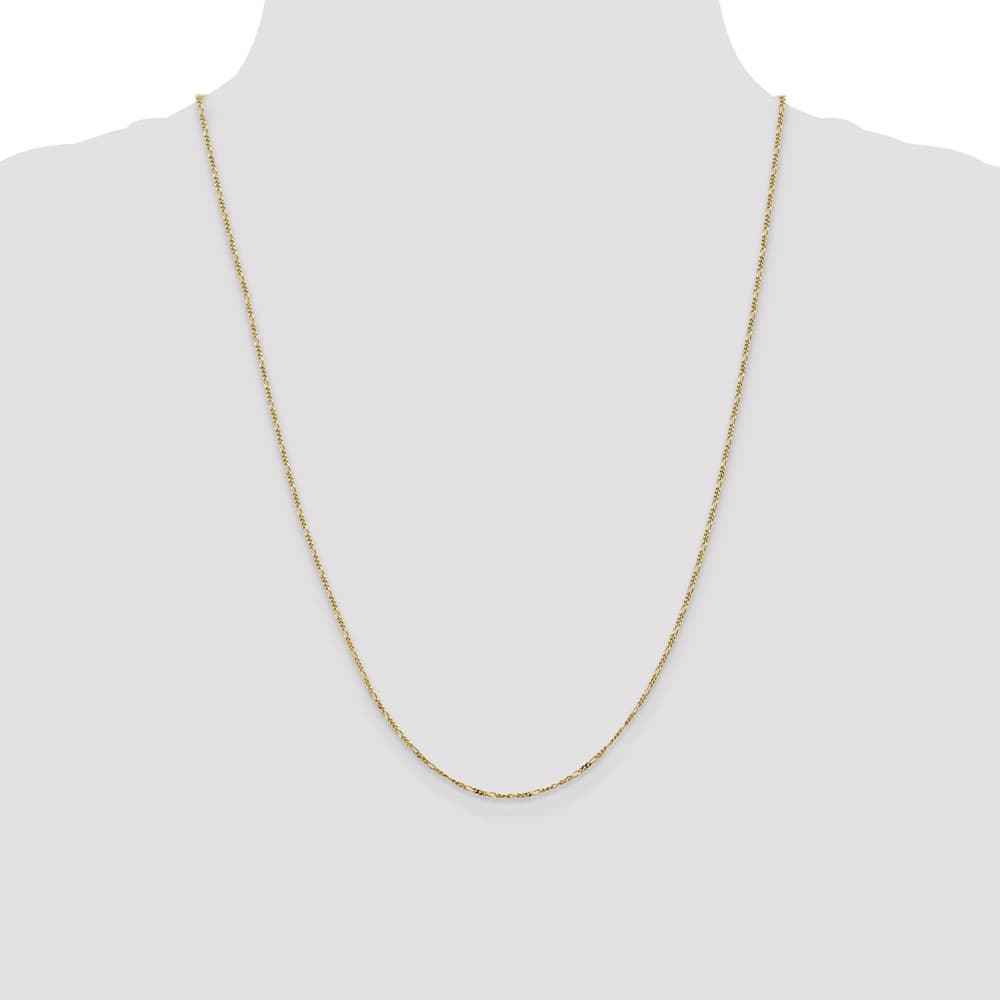 10K Yellow Gold 1.25mm Flat Figaro Pendant Chain Size 24