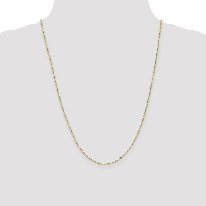 10K Yellow Gold 1.25mm Flat Figaro Pendant Chain Size 24