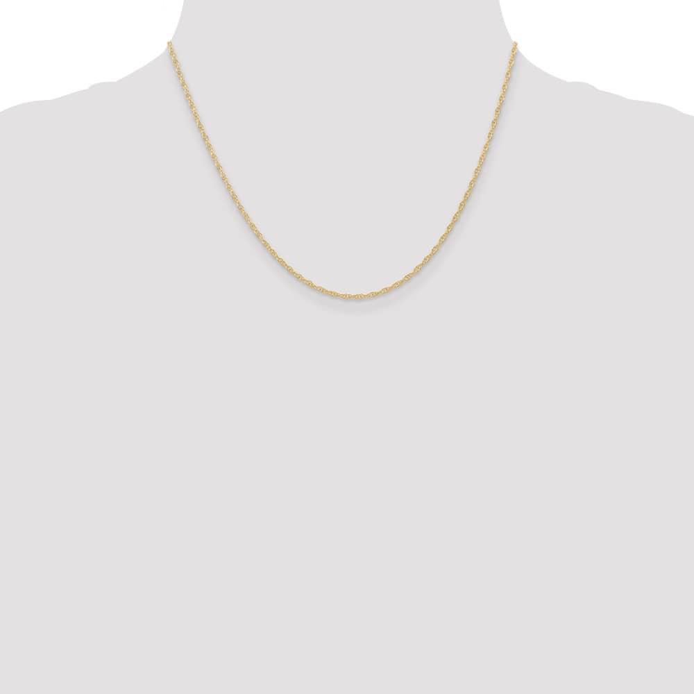 10K Yellow Gold 1.35mm Carded Cable Rope Chain Size 18