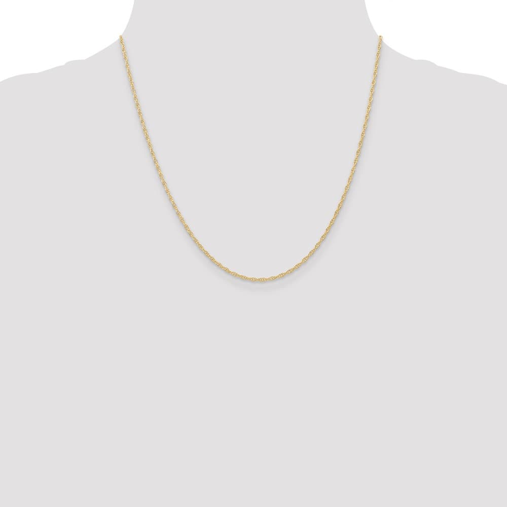 10K Yellow Gold 1.35mm Carded Cable Rope Chain Size 20