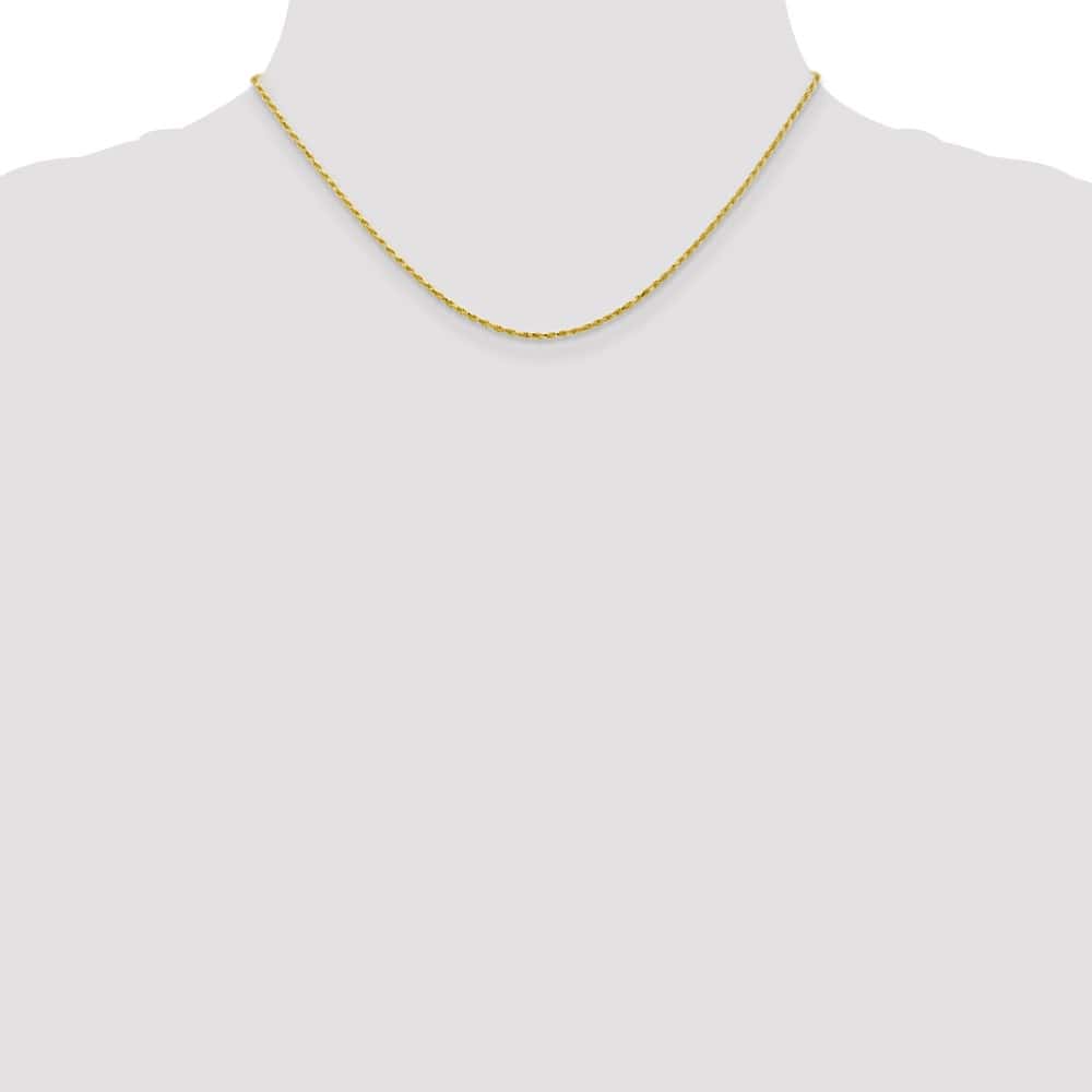 10K Yellow Gold 1.3mm D.C. Machine Made Rope Chain Size 16
