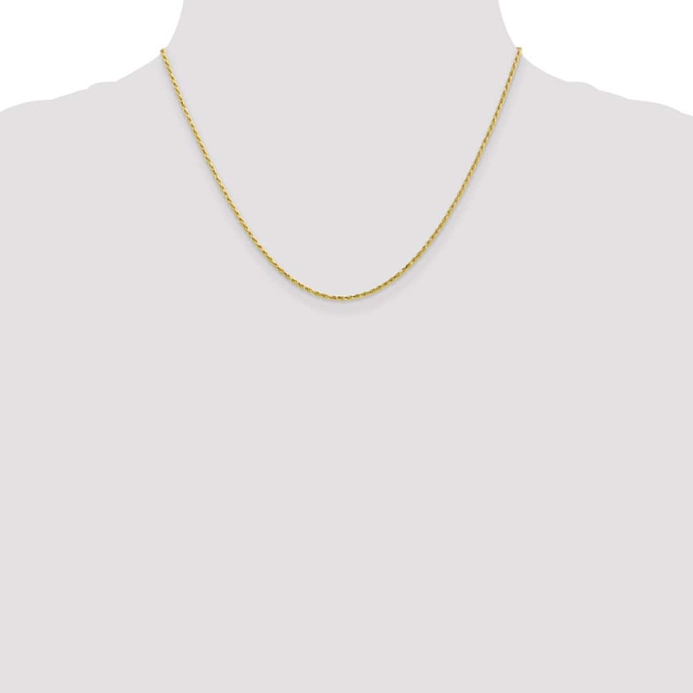 10K Yellow Gold 1.3mm D.C. Machine Made Rope Chain Size 18