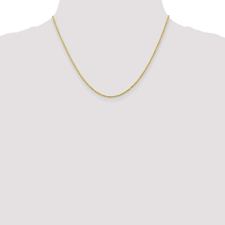 10K Yellow Gold 1.3mm D.C. Machine Made Rope Chain Size 18