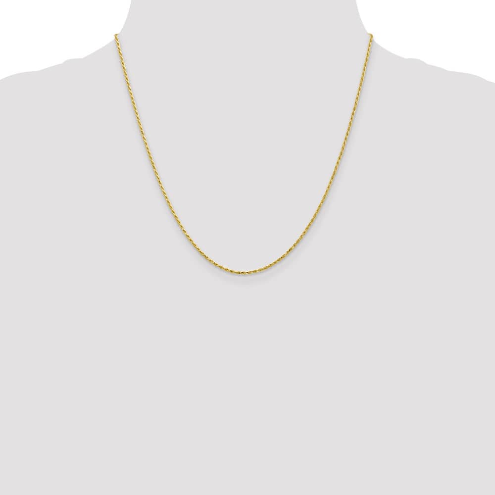 10K Yellow Gold 1.3mm D.C. Machine Made Rope Chain Size 20