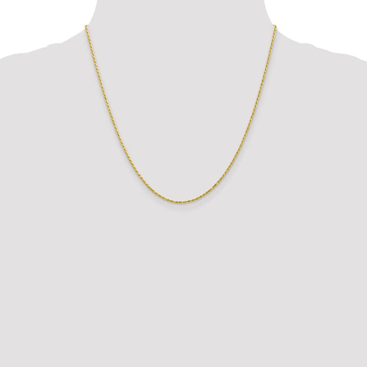 10K Yellow Gold 1.3mm D.C. Machine Made Rope Chain Size 20