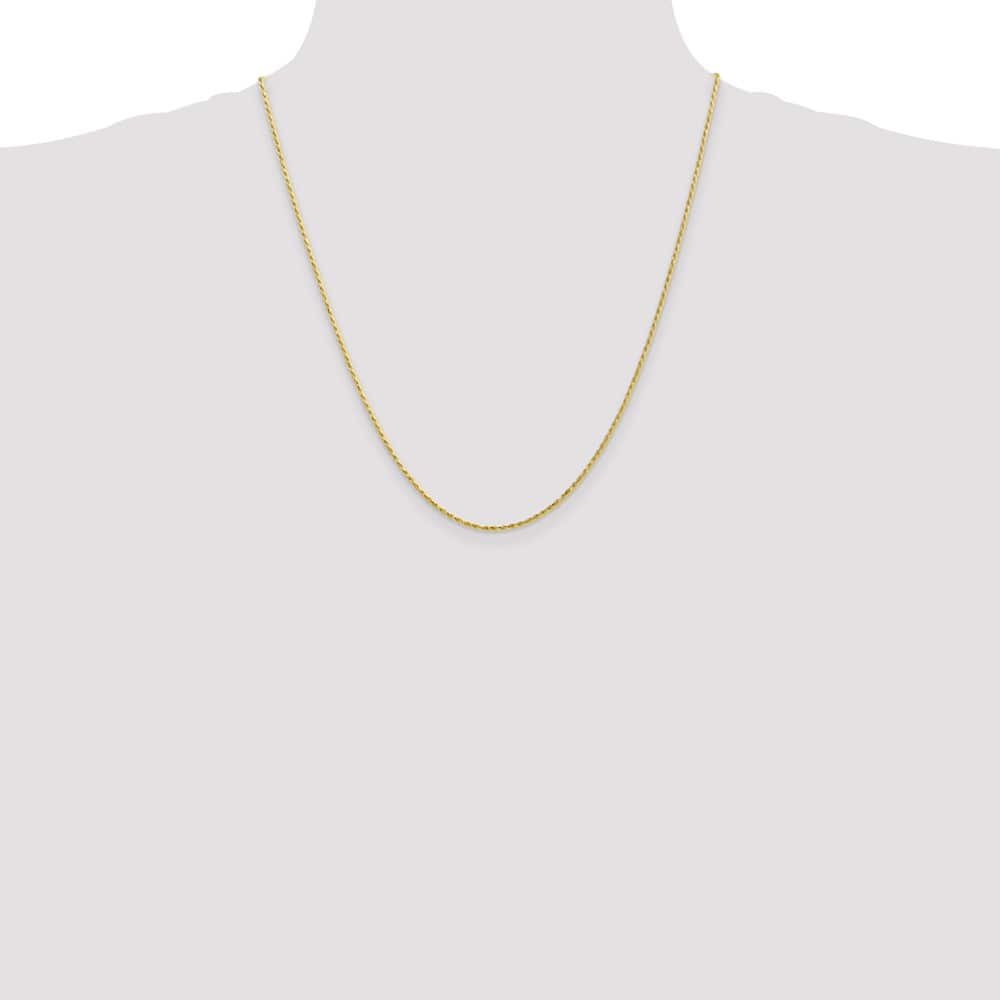 10K Yellow Gold 1.3mm D.C. Machine Made Rope Chain Size 22