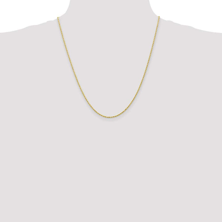 10K Yellow Gold 1.3mm D.C. Machine Made Rope Chain Size 22