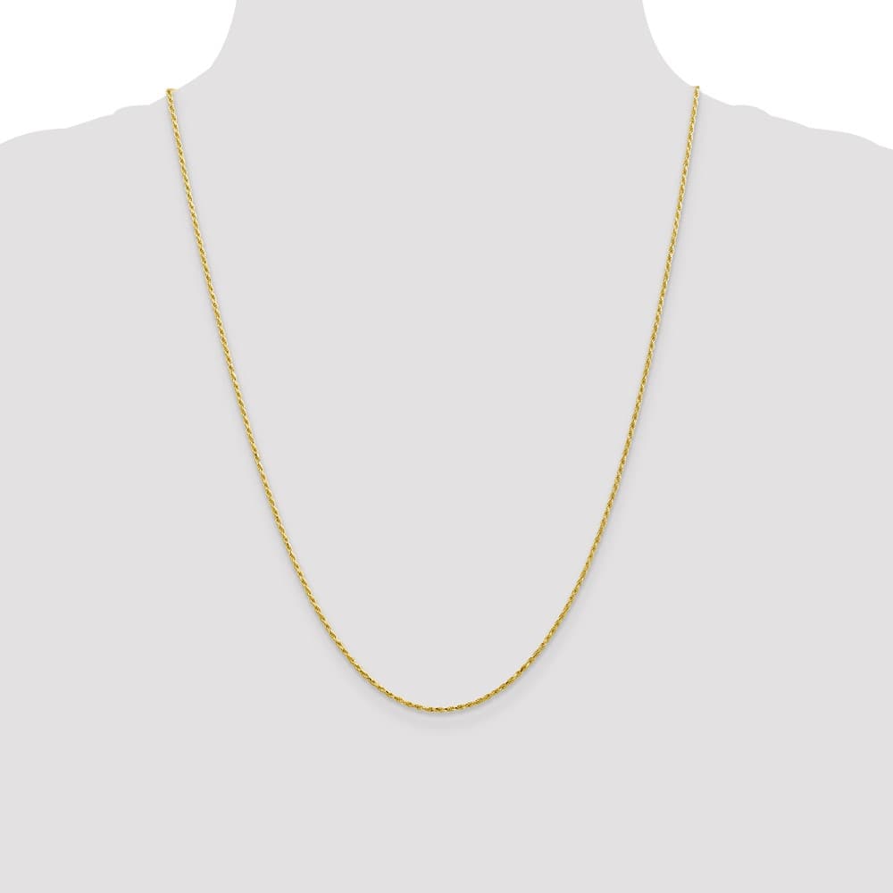 10K Yellow Gold 1.3mm D.C. Machine Made Rope Chain Size 24