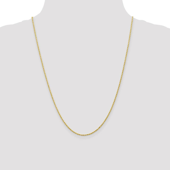 10K Yellow Gold 1.3mm D.C. Machine Made Rope Chain Size 24