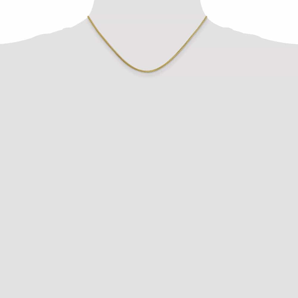 10K Yellow Gold 1.3mm Franco Chain Size 16