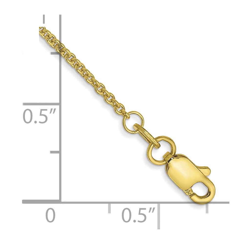 10K Yellow Gold 1.4 mm Round Open Link Cable Anklet