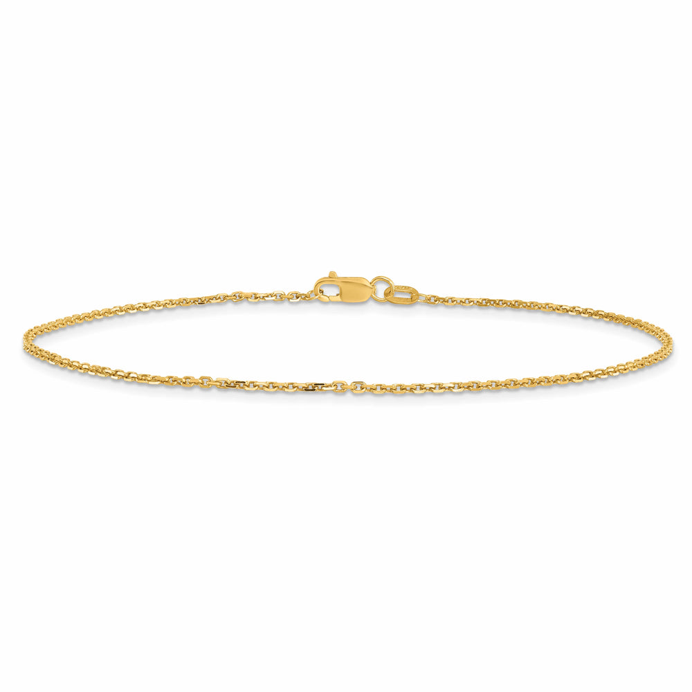 10K Yellow Gold 1.4mm D.C. Round Open Link Cable Chain Anklet 9 Inch