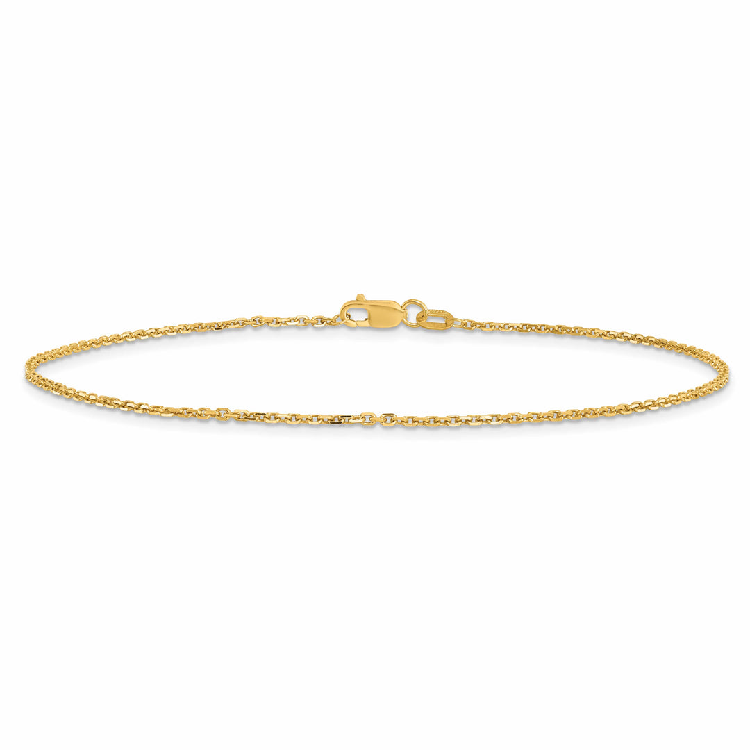 10K Yellow Gold 1.4mm D.C. Round Open Link Cable Chain Anklet 9 Inch