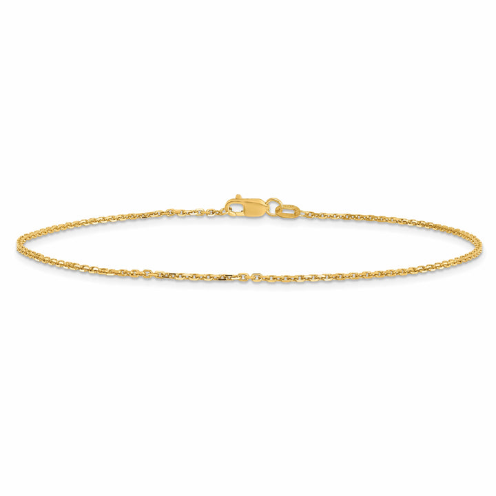 10K Yellow Gold 1.4mm D.C. Round Open Link Cable Chain Anklet 9 Inch