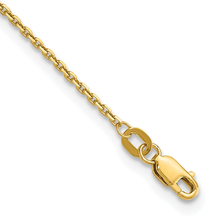 10K Yellow Gold 1.4mm D.C. Round Open Link Cable Chain Anklet 9 Inch
