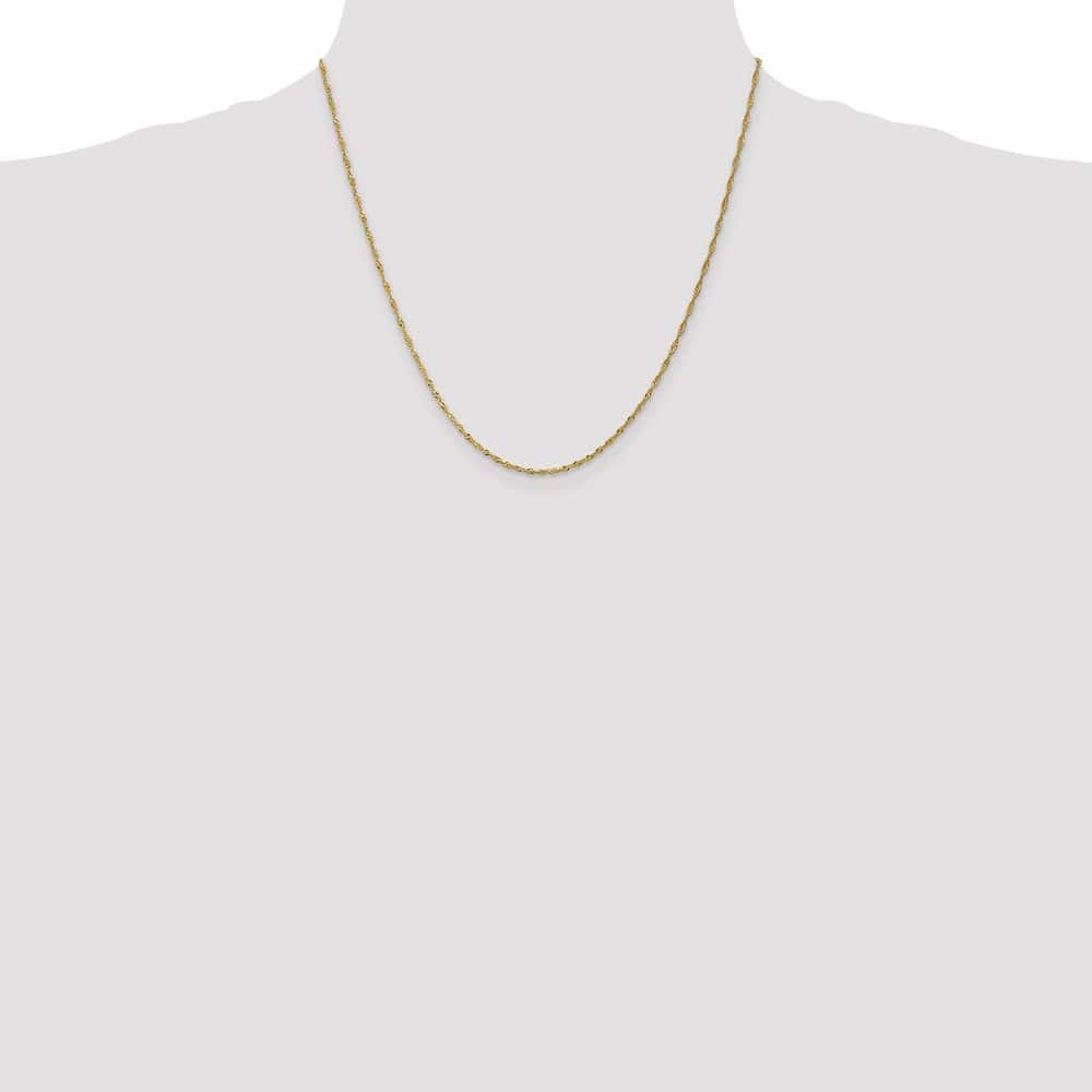 10K Yellow Gold 1.4mm Singapore Chain Size 20