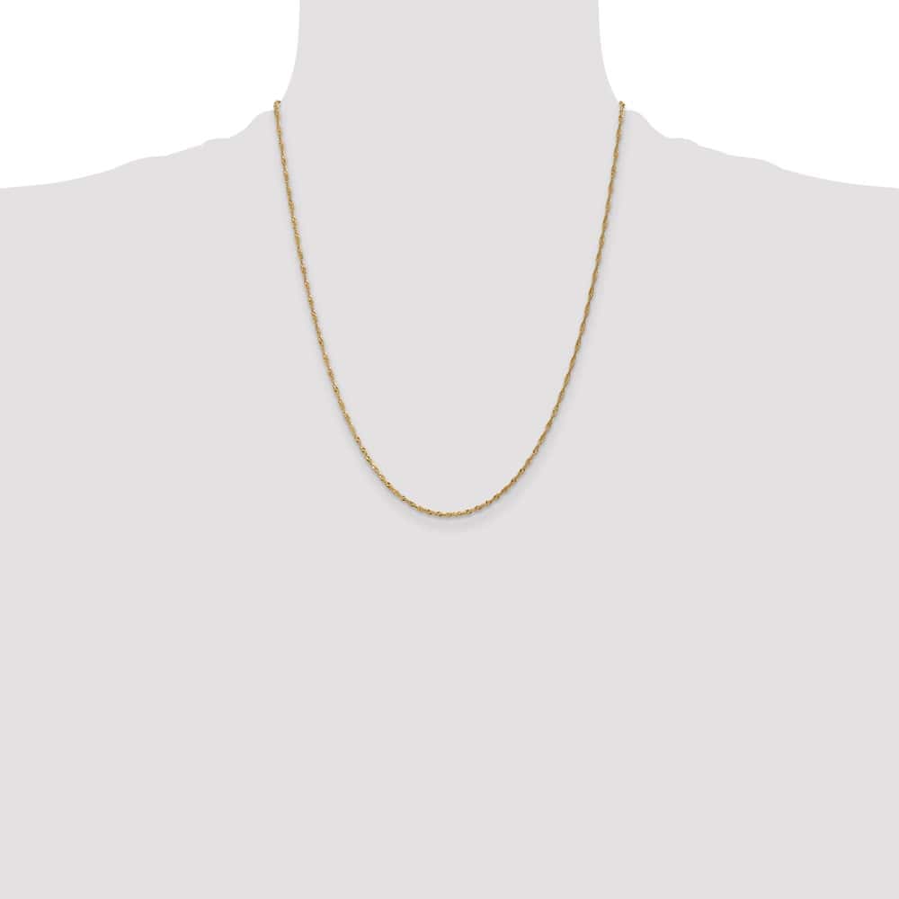 10K Yellow Gold 1.4mm Singapore Chain Size 22