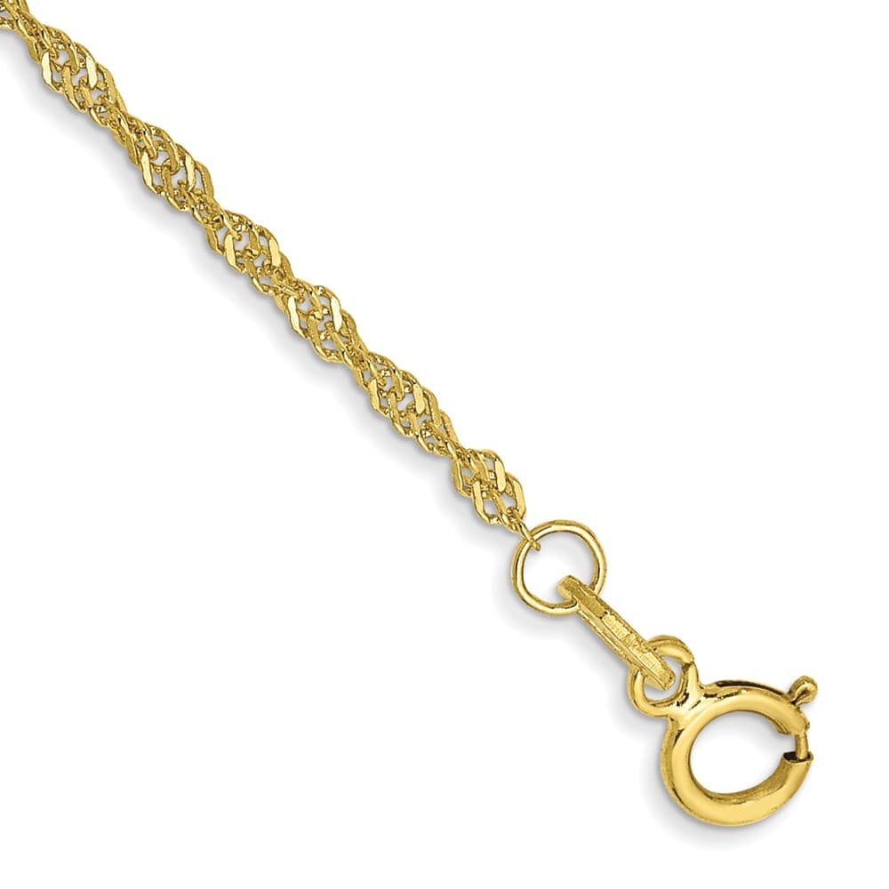 10K Yellow Gold 1.4mm Singapore Chain Size 7
