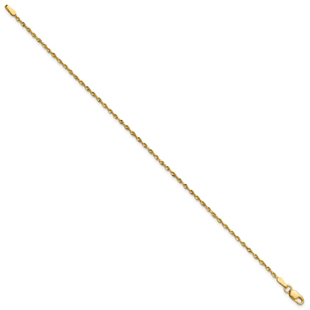 10K Yellow Gold 1.5 mm D.C. Extra-Light Rope Anklet