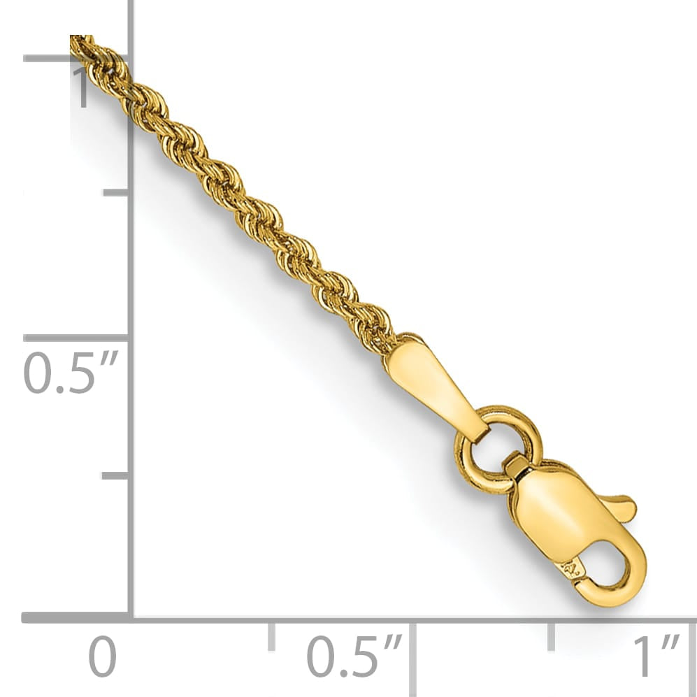 10K Yellow Gold 1.50mm Regular Rope Chain Bracelet