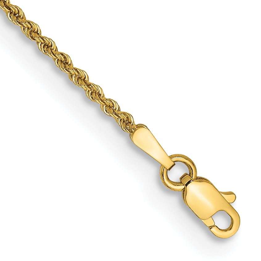 10K Yellow Gold 1.50mm Regular Rope Chain Bracelet