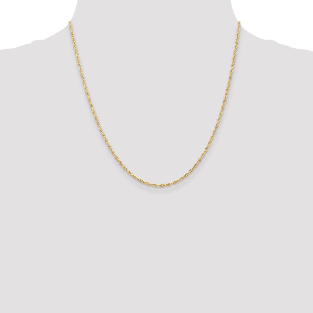 10K Yellow Gold 1.55mm Carded Cable Rope Chain