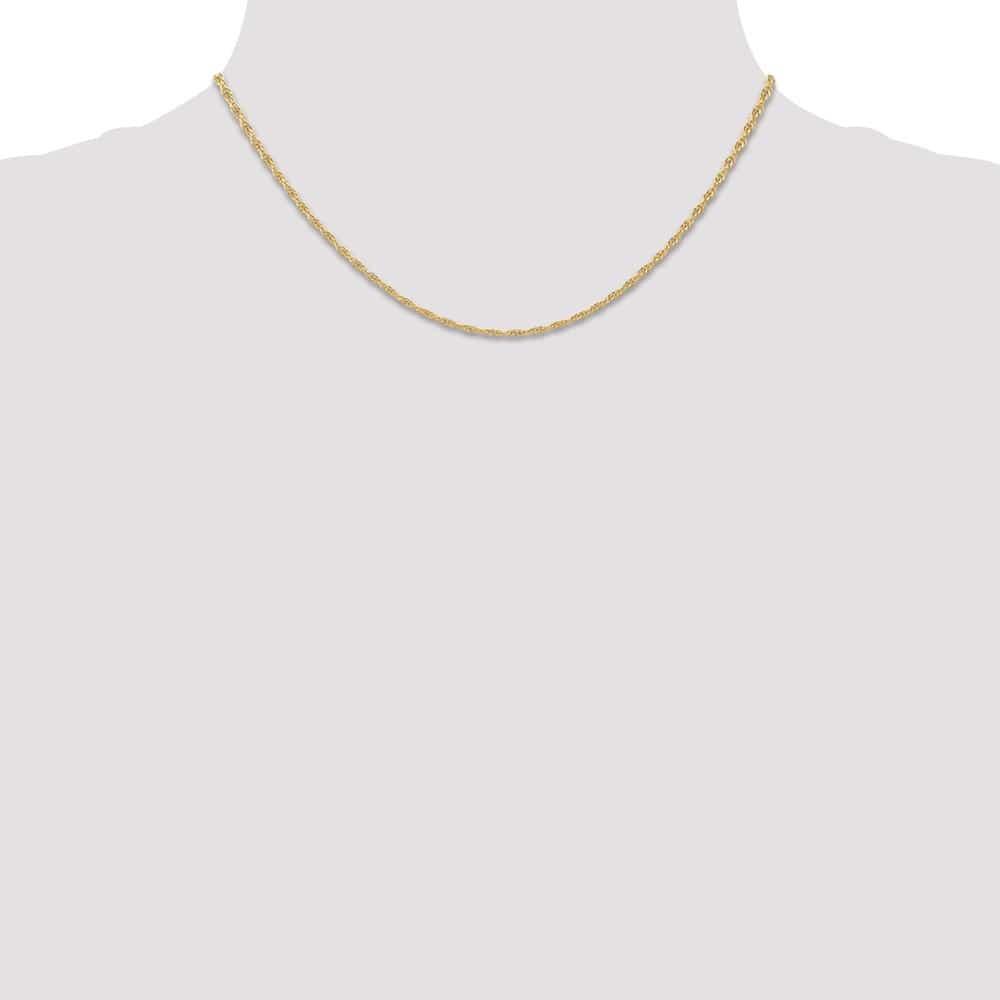 10K Yellow Gold 1.55mm Carded Cable Rope Chain Size 16