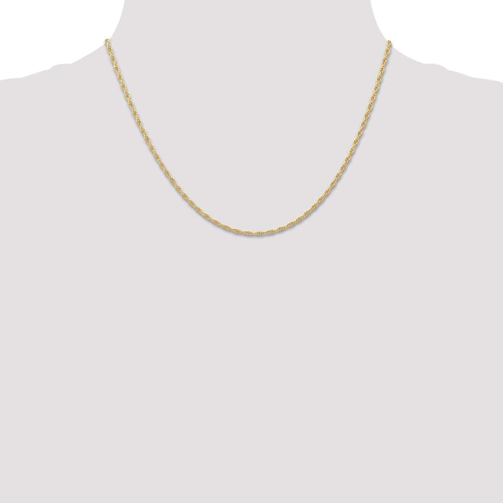 10K Yellow Gold 1.55mm Carded Cable Rope Chain Size 18