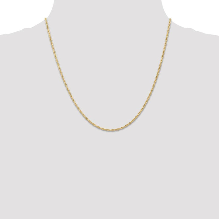 10K Yellow Gold 1.55mm Carded Cable Rope Chain Size 20