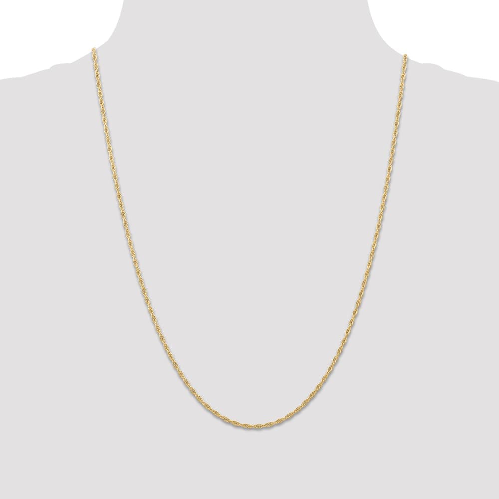 10K Yellow Gold 1.55mm Carded Cable Rope Chain Size 24