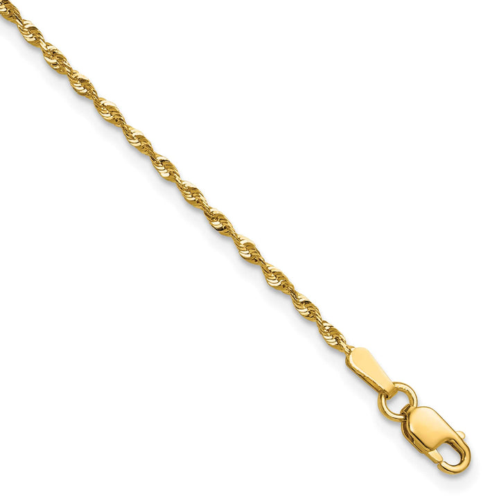 10K Yellow Gold 1.5mm Extra-Light D.C. Rope Chain Anklet 10 Inch