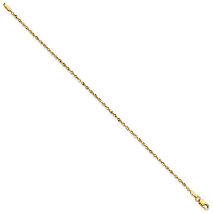 10K Yellow Gold 1.5mm Extra-Light D.C. Rope Chain Anklet 10 Inch