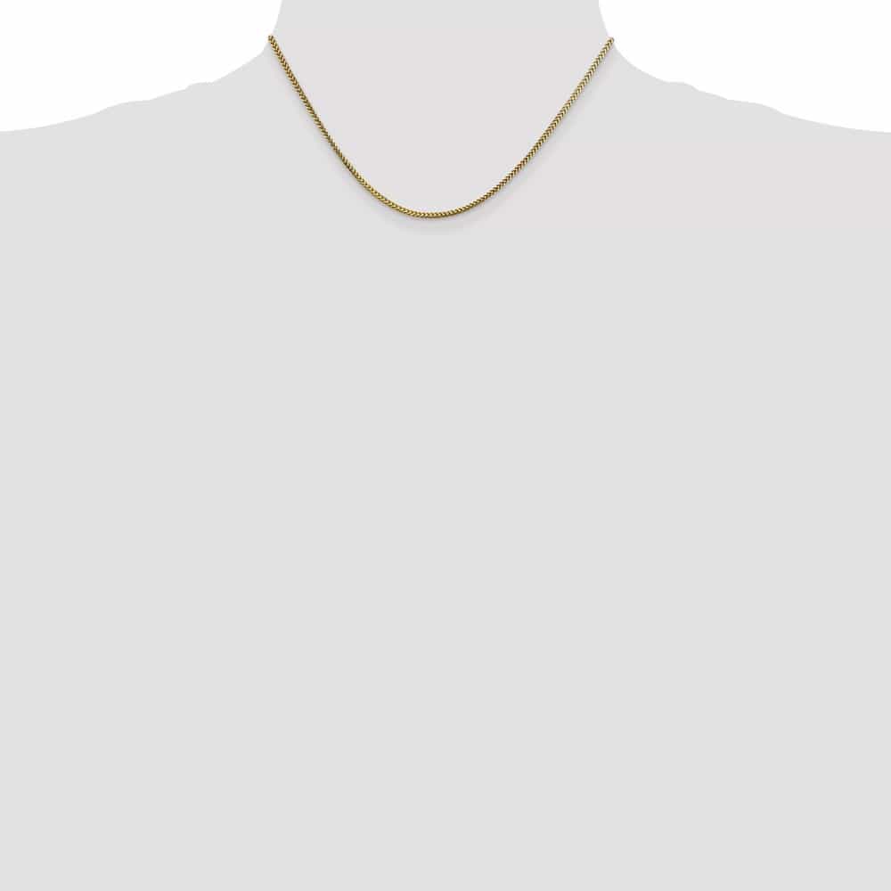 10K Yellow Gold 1.5mm Franco Chain Size 16