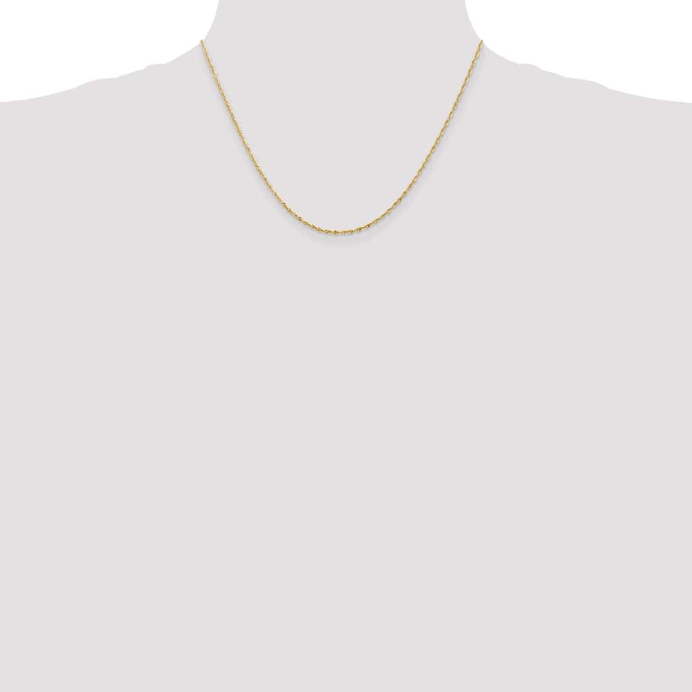 10K Yellow Gold 1.5mm Ultra D.C. Lightweight Rope Chain Size 18