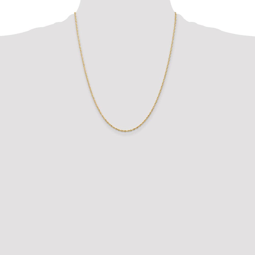 10K Yellow Gold 1.5mm Ultra D.C. Lightweight Rope Chain Size 22