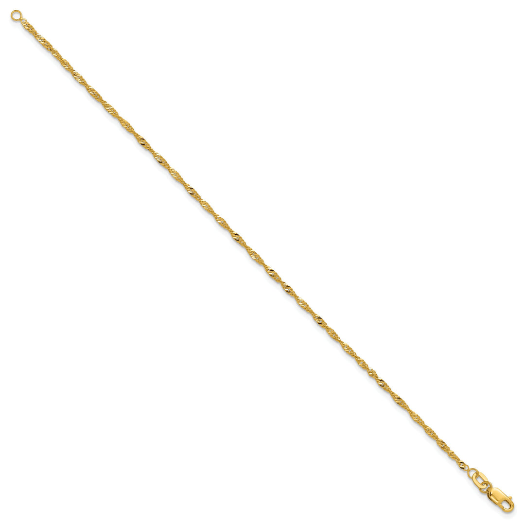 10K Yellow Gold 1.7 mm Singapore Anklet