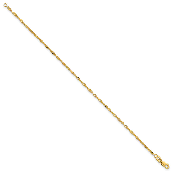 10K Yellow Gold 1.7 mm Singapore Anklet