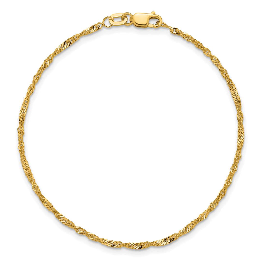 10K Yellow Gold 1.7 mm Singapore Anklet