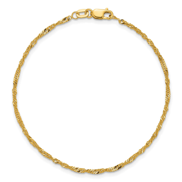 10K Yellow Gold 1.7 mm Singapore Anklet