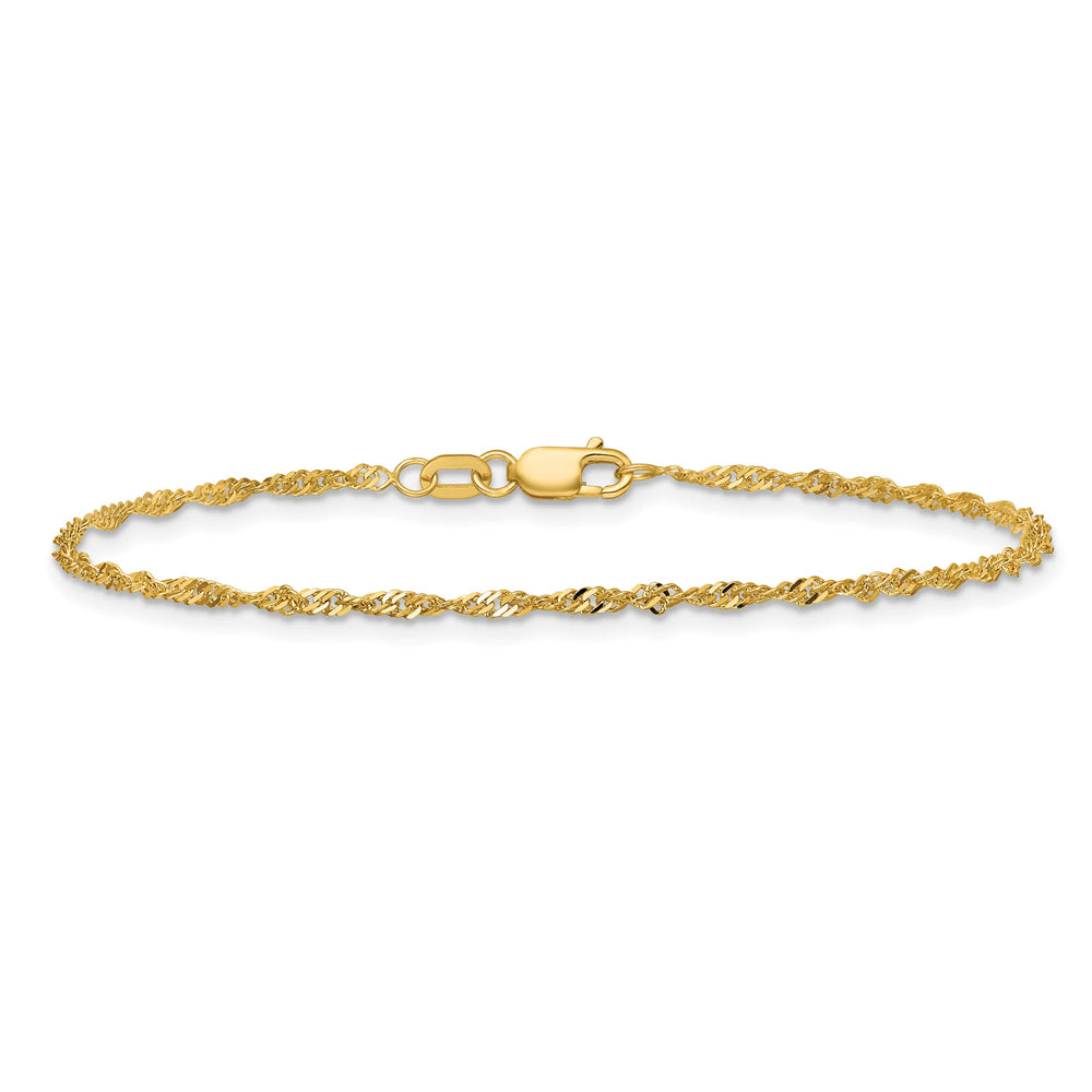 10K Yellow Gold 1.7 mm Singapore Anklet