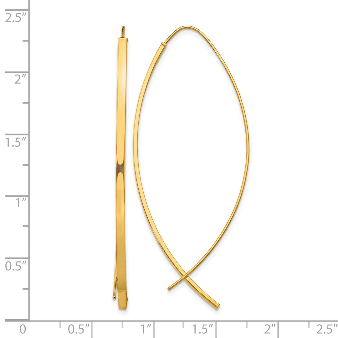 10k Yellow Gold 1.75mm Square Tube Wire Threader Earrings