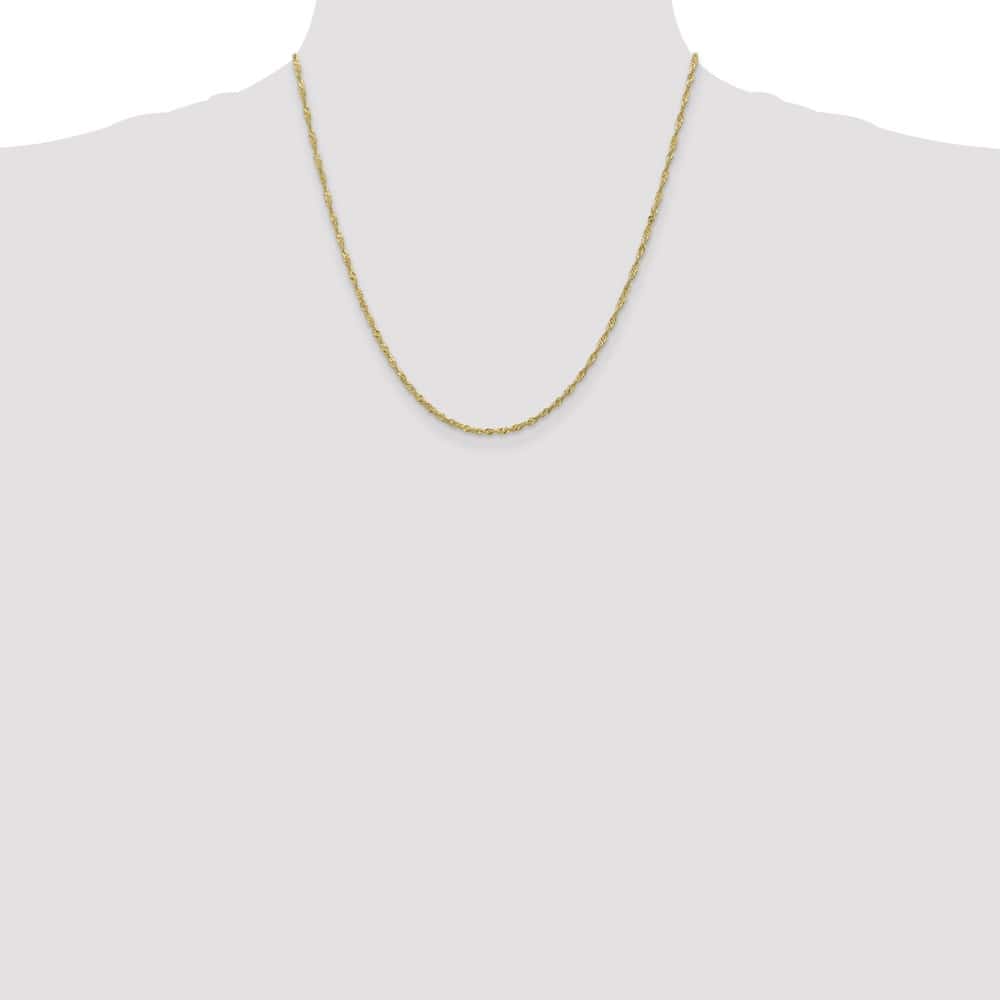 10K Yellow Gold 1.7mm Singapore Chain Size 20