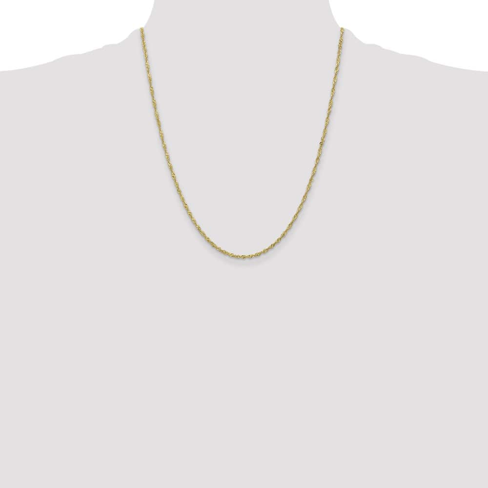 10K Yellow Gold 1.7mm Singapore Chain Size 22